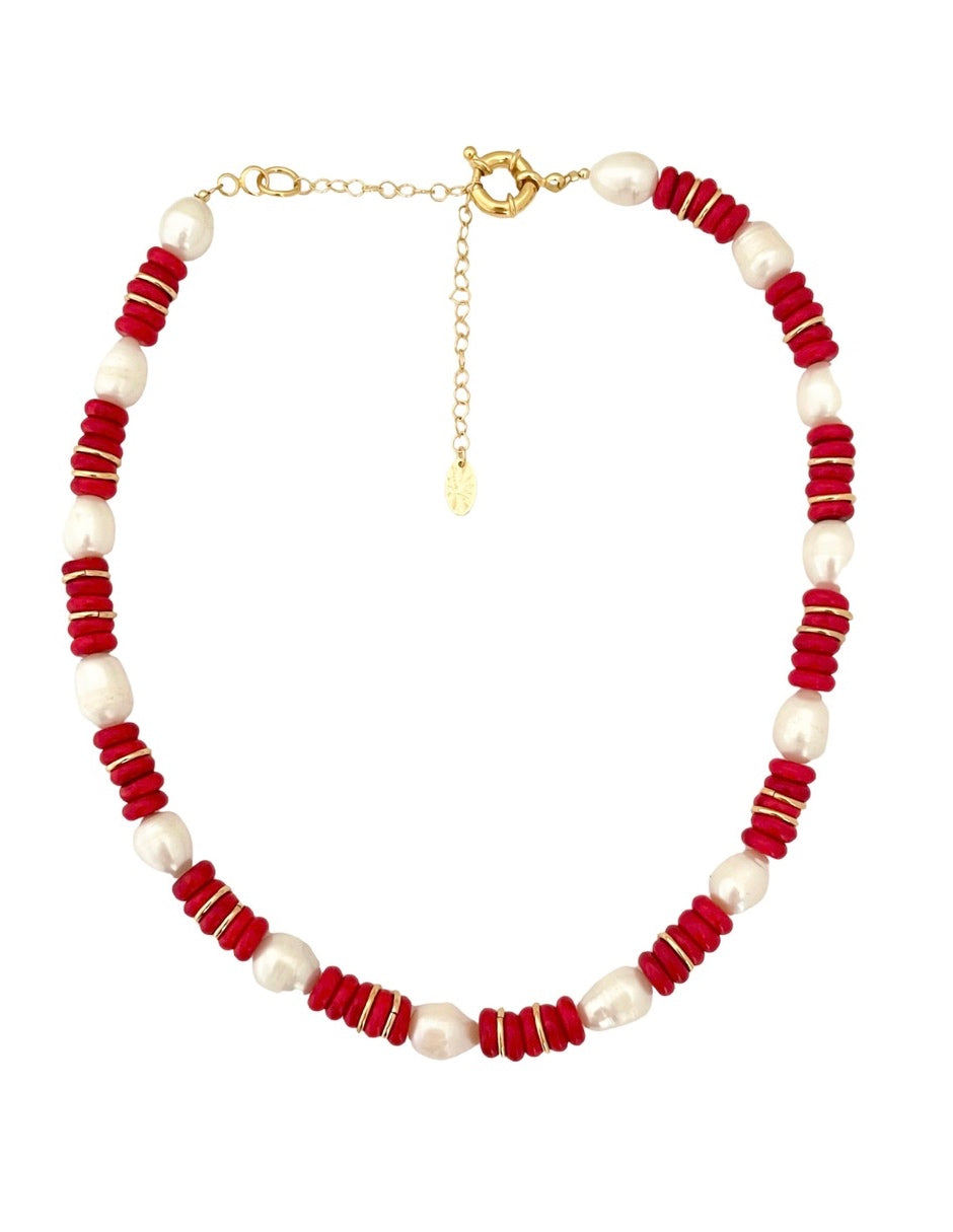 Collar Nali - Perlas y Chapa de Oro 14k