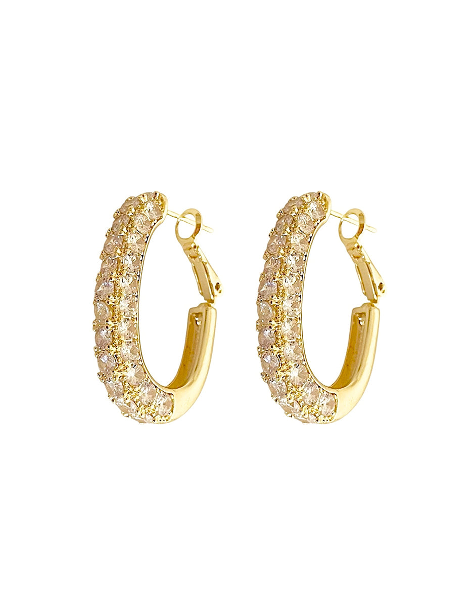 Arracadas Brillantes con Zirconias en Chapa de Oro 14K