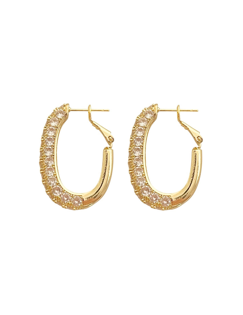 Arracadas Brillantes con Zirconias en Chapa de Oro 14K