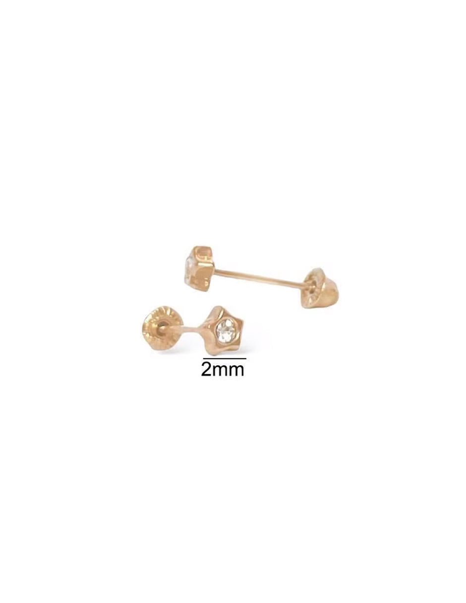 Broqueles con Zirconia Blanca en Oro de 10k
