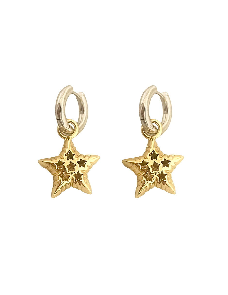 Arracadas Estrella Dorada en Chapa de Oro 14K