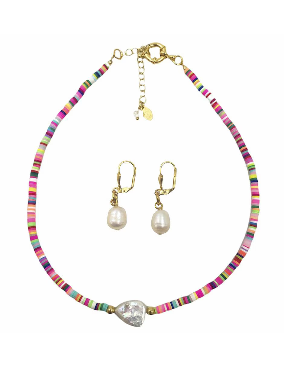 Collar de Puka y Aretes de Perla Dama