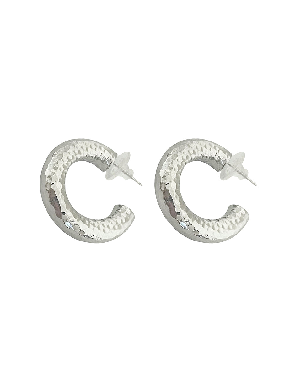 Arracadas en Oro Blanco 14K con Relieve