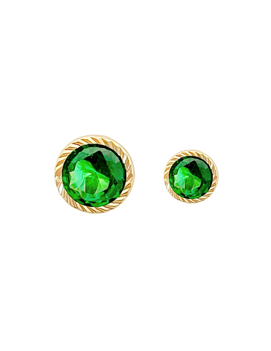 Duo de Piercing Zirconia Verde - En Oro de 10k