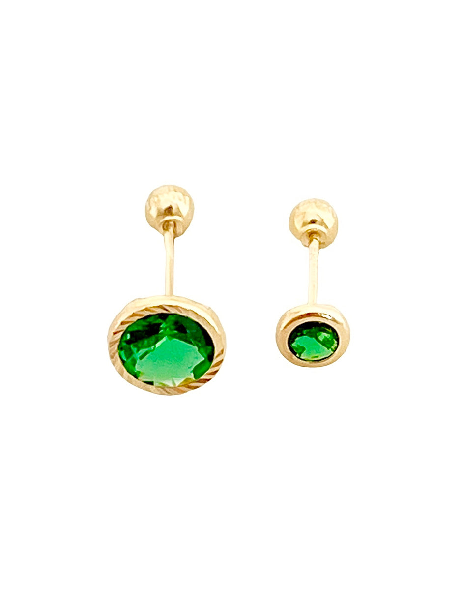 Duo de Piercing Zirconia Verde - En Oro de 10k
