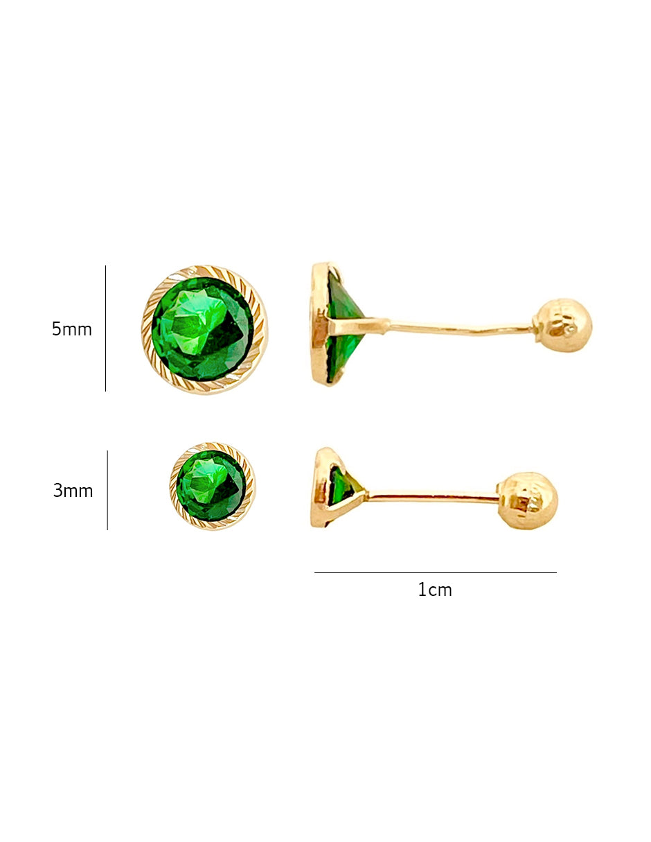 Duo de Piercing Zirconia Verde - En Oro de 10k