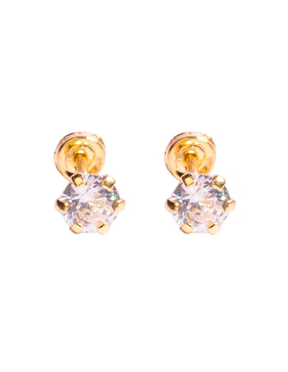 Broqueles con Zirconia Blanca en Oro de 10k