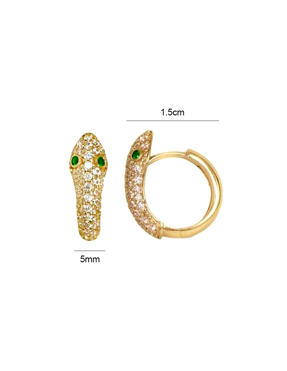 Arracadas Víbora en Oro de 10K con Zirconias Blancas