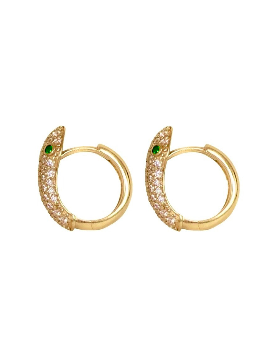 Arracadas Víbora en Oro de 10K con Zirconias Blancas