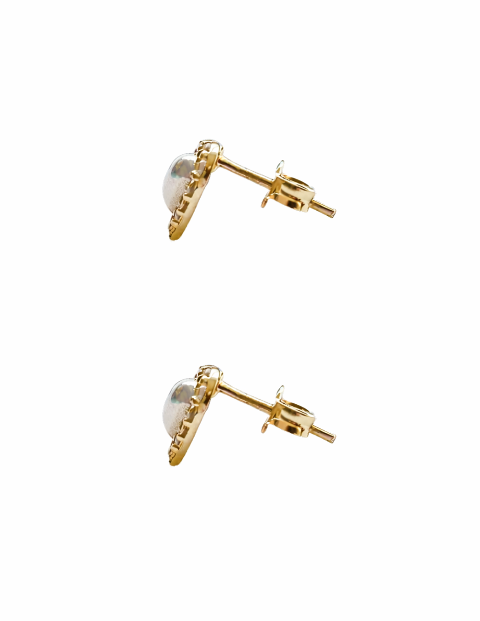 Broqueles de Corazón con Zirconias - en Oro 10k