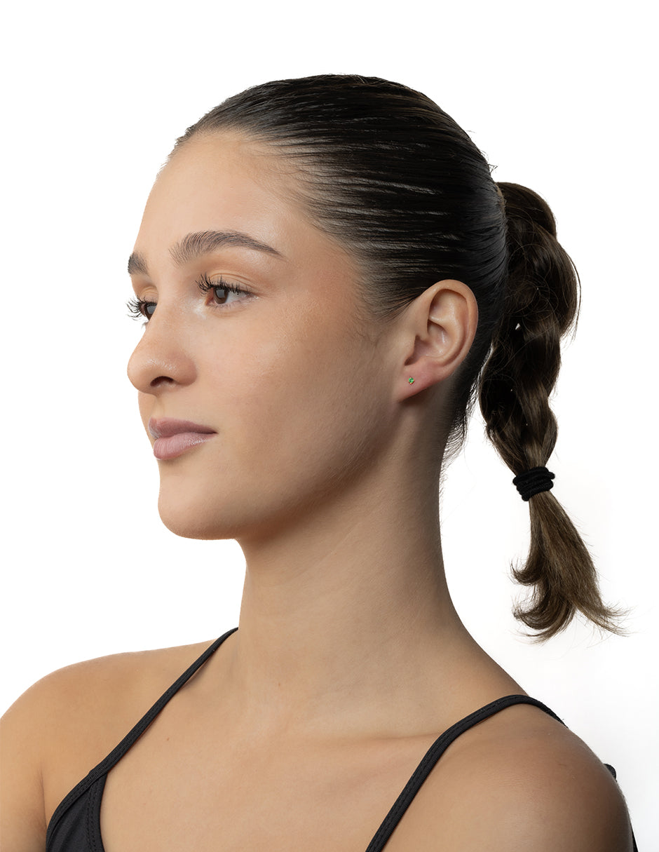 Broquel recto con Esmeralda 2.5mm - en Oro de 10k