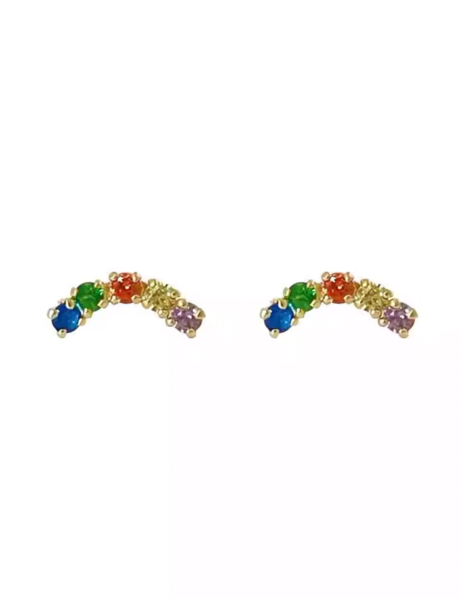 Broqueles Arcoíris con Zirconias en Oro de 10K