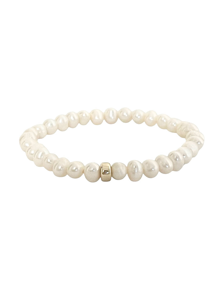 Pulsera de Perlas con Rondel de Oro 10K