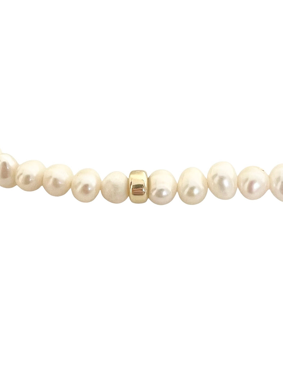 Pulsera de Perlas con Rondel de Oro 10K
