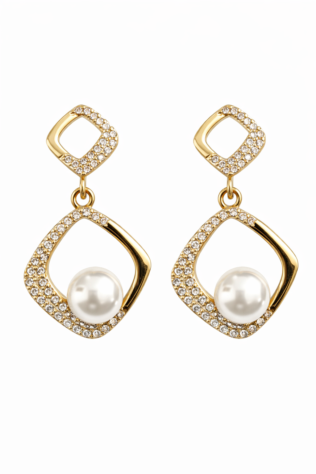 Aretes con Perla - en Chapa de Oro 14K