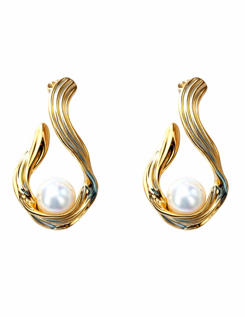 Dúo de Aretes en Chapa de Oro 14K