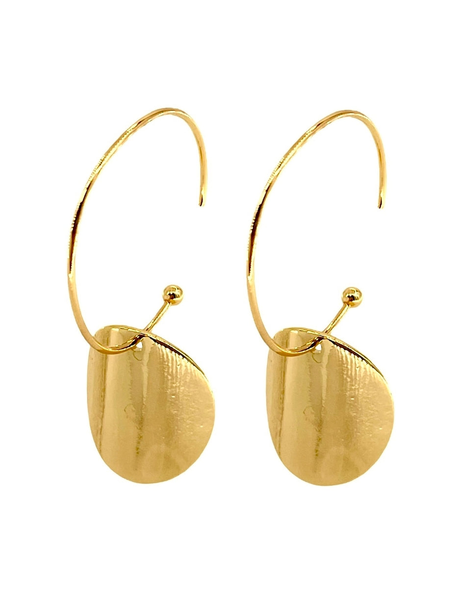 Arracadas Dije Redondo en Chapa de Oro 14k