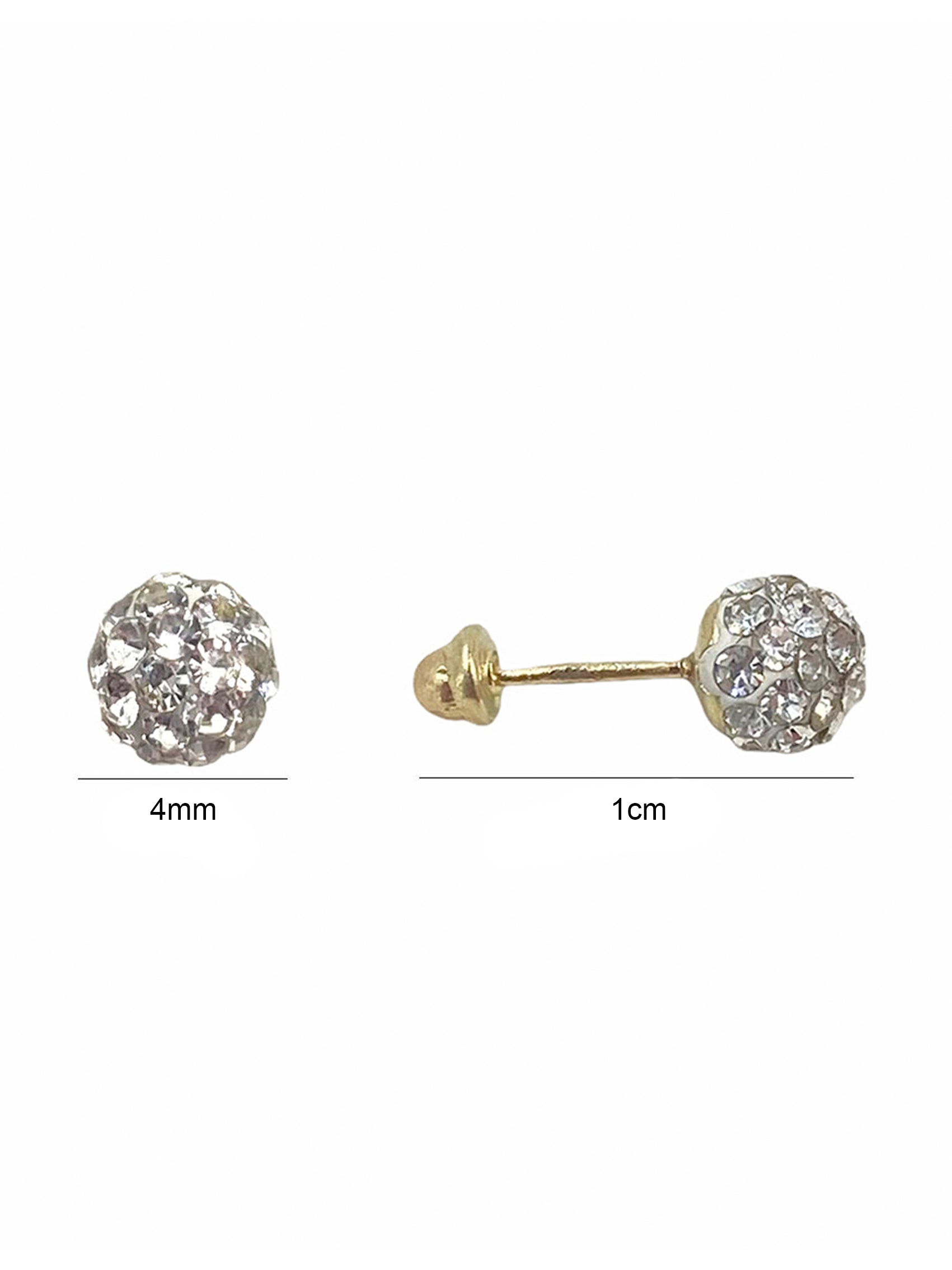 Broquel Bola de Fuego 4mm - en Oro de 10k