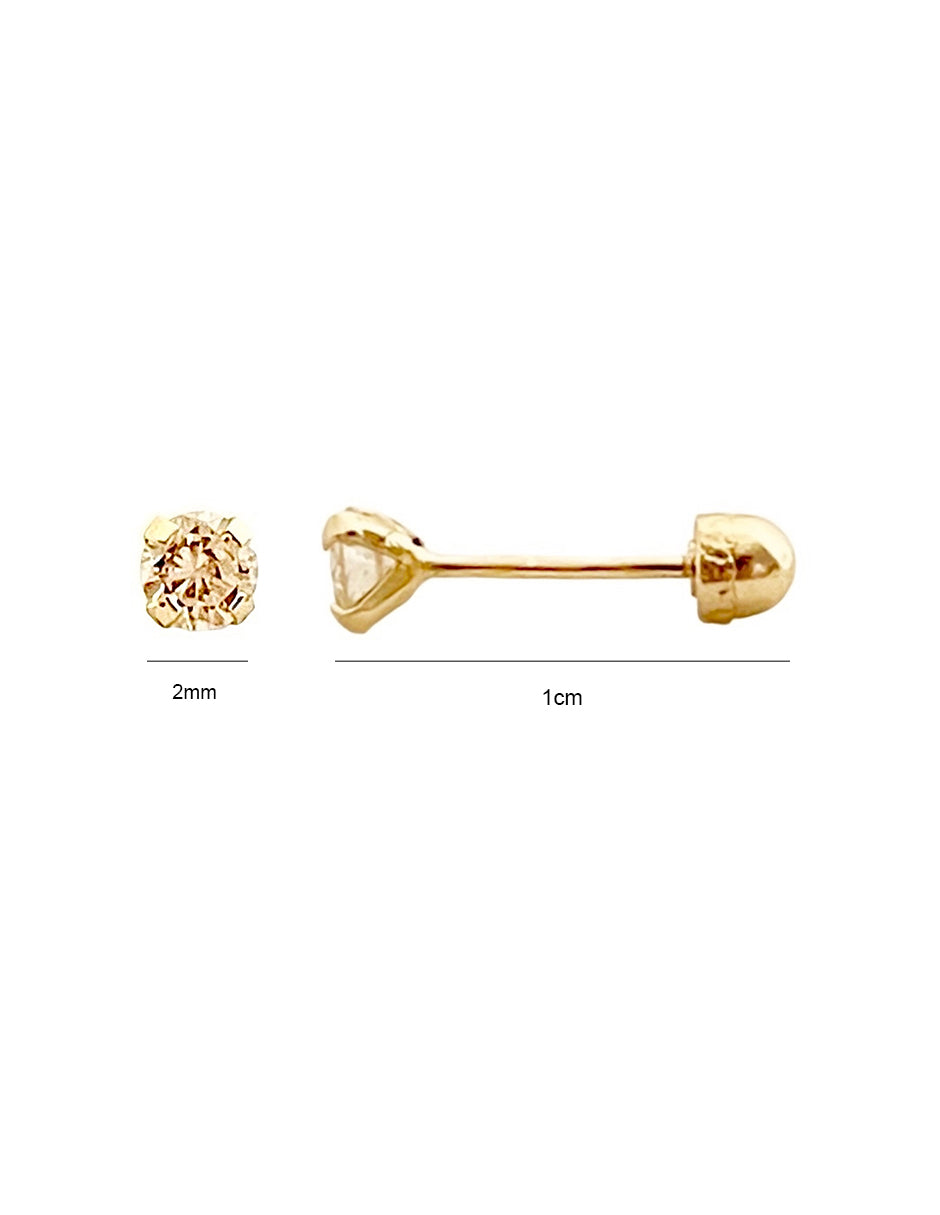 Piercing de Diamante 2mm en Oro de 10k