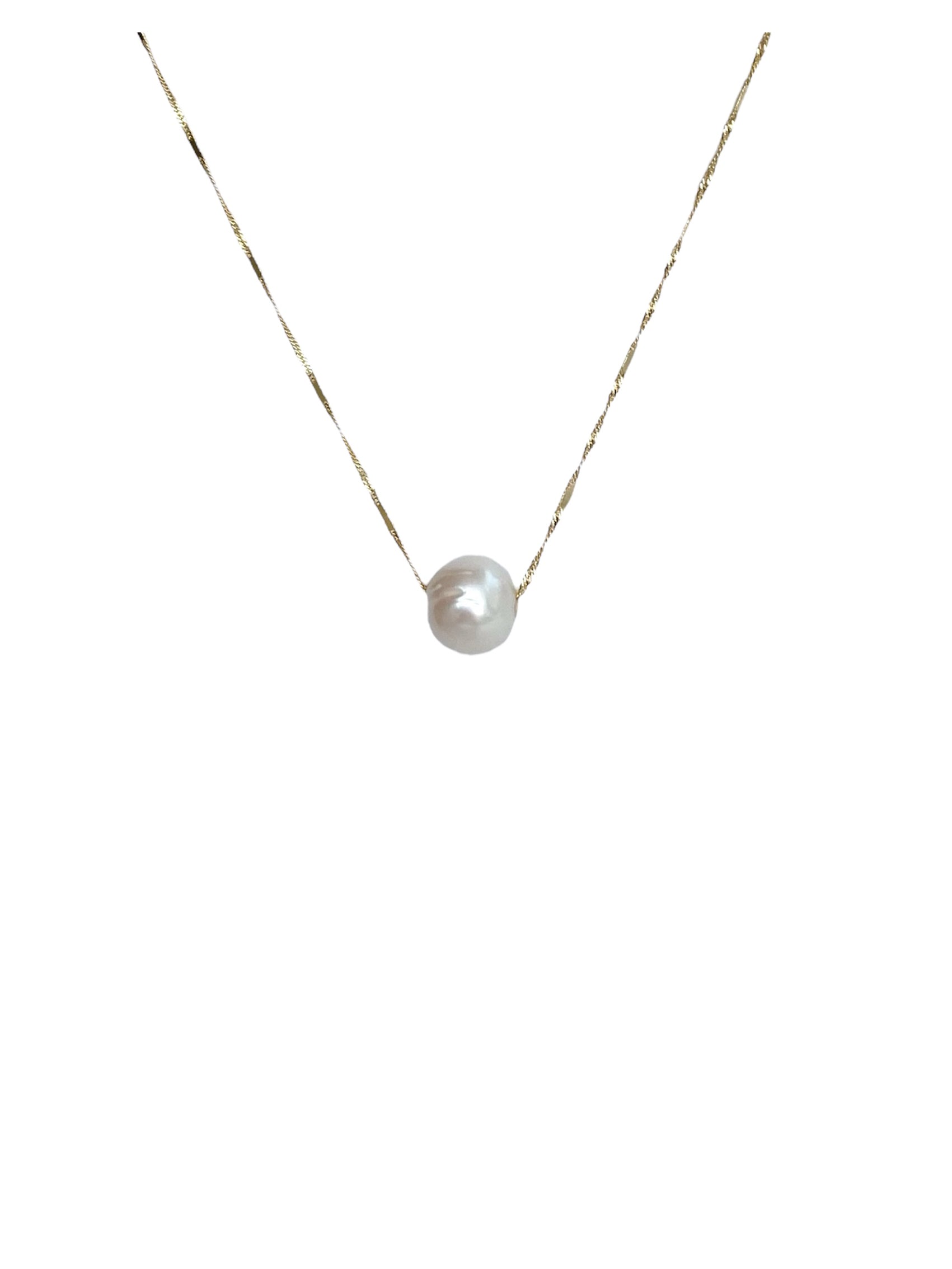 Collar de Perla Natural 12mm en Oro Italiano de 10k