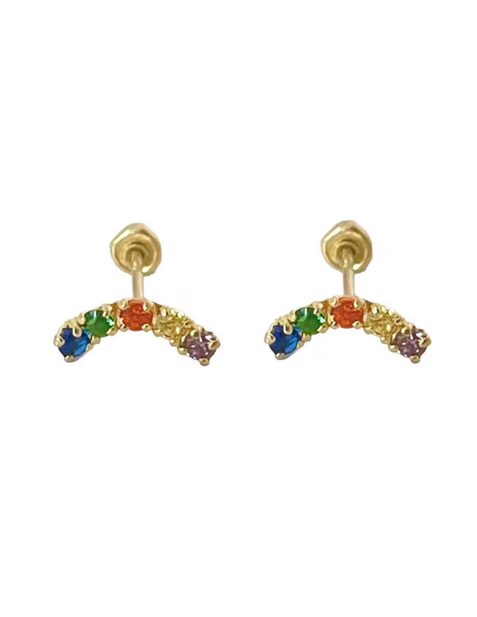 Broqueles Arcoíris con Zirconias en Oro de 10K