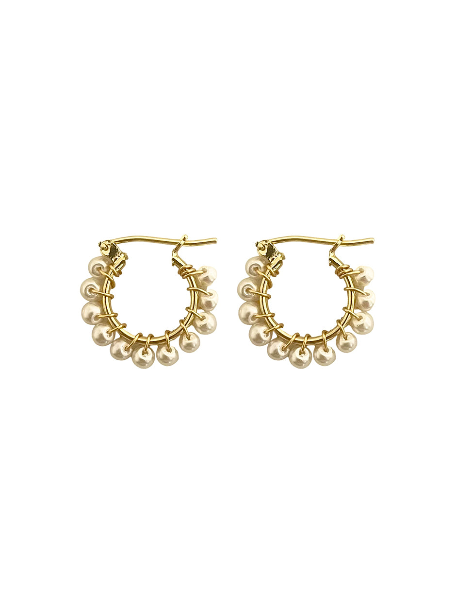 Arracadas en Chapa de Oro de 14k con Perla Natural