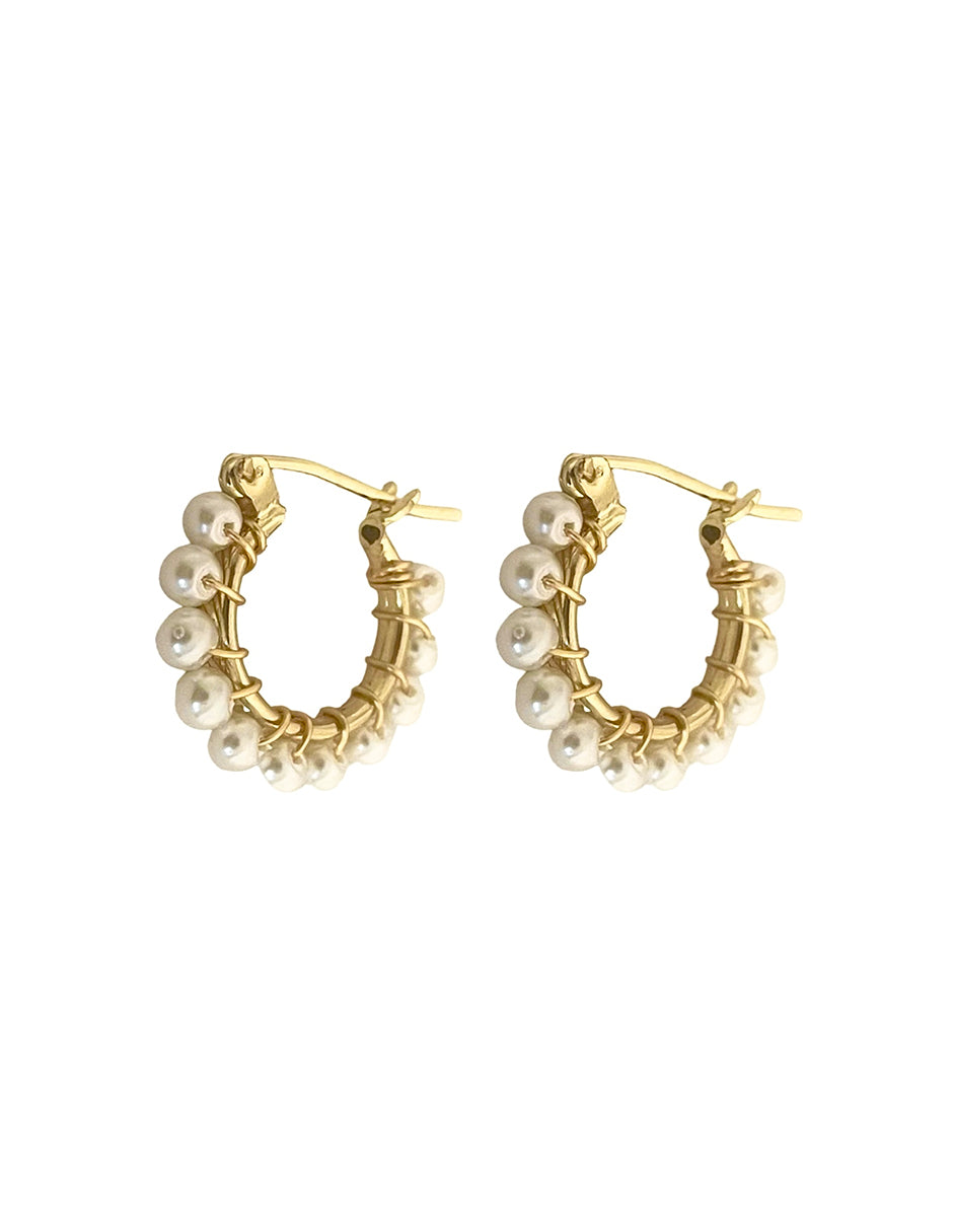 Arracadas en Chapa de Oro de 14k con Perla Natural