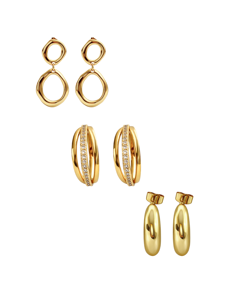 Set de Aretes en Chapa de Oro 14K