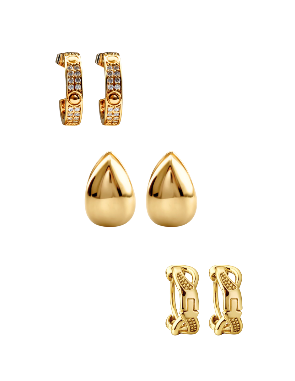 Set de Aretes en Chapa de Oro 14K