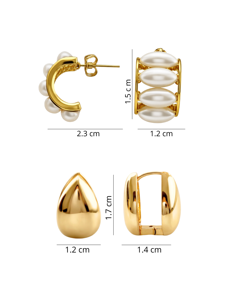 Dúo de Aretes en Chapa de Oro 14K