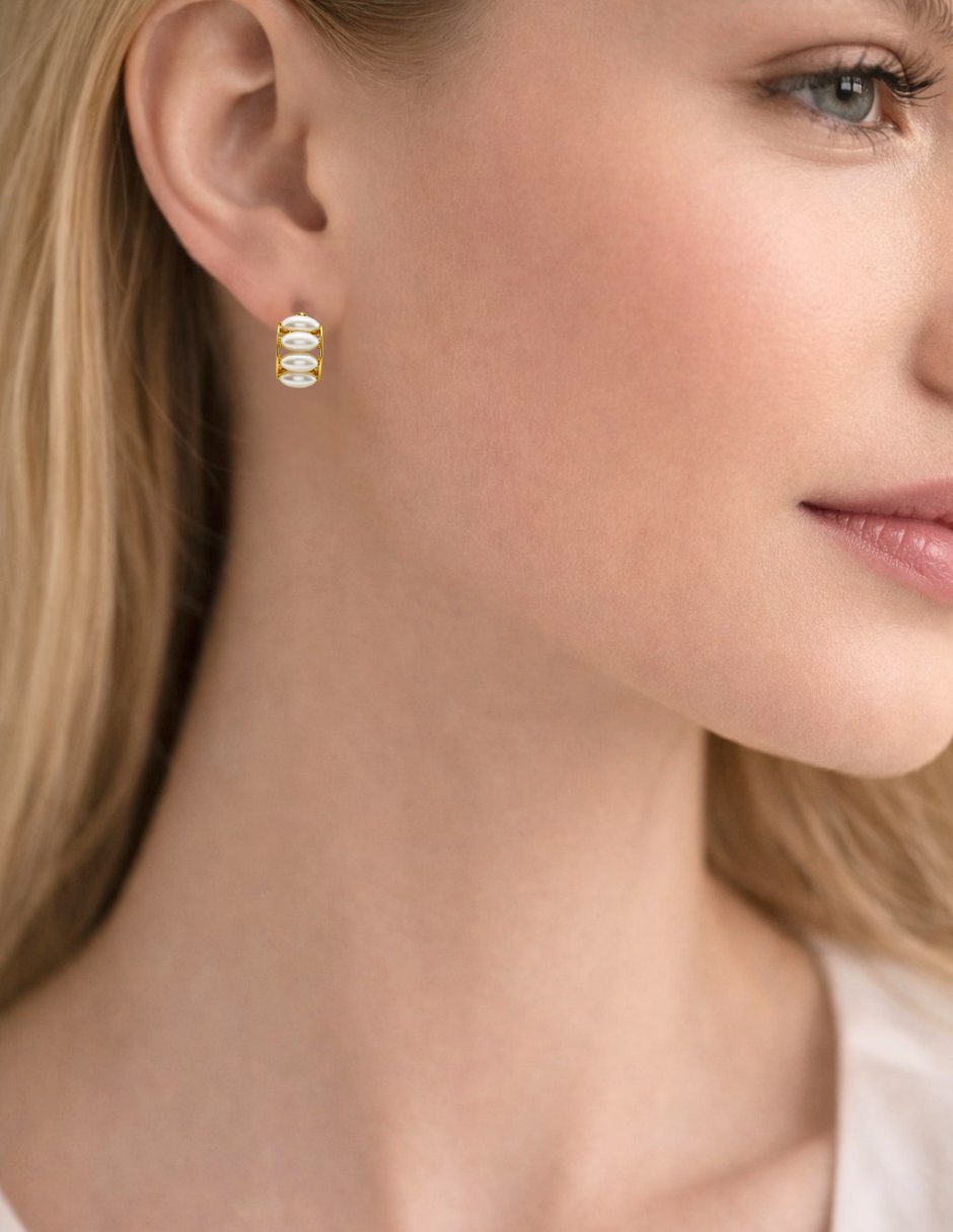 Dúo de Aretes en Chapa de Oro 14K