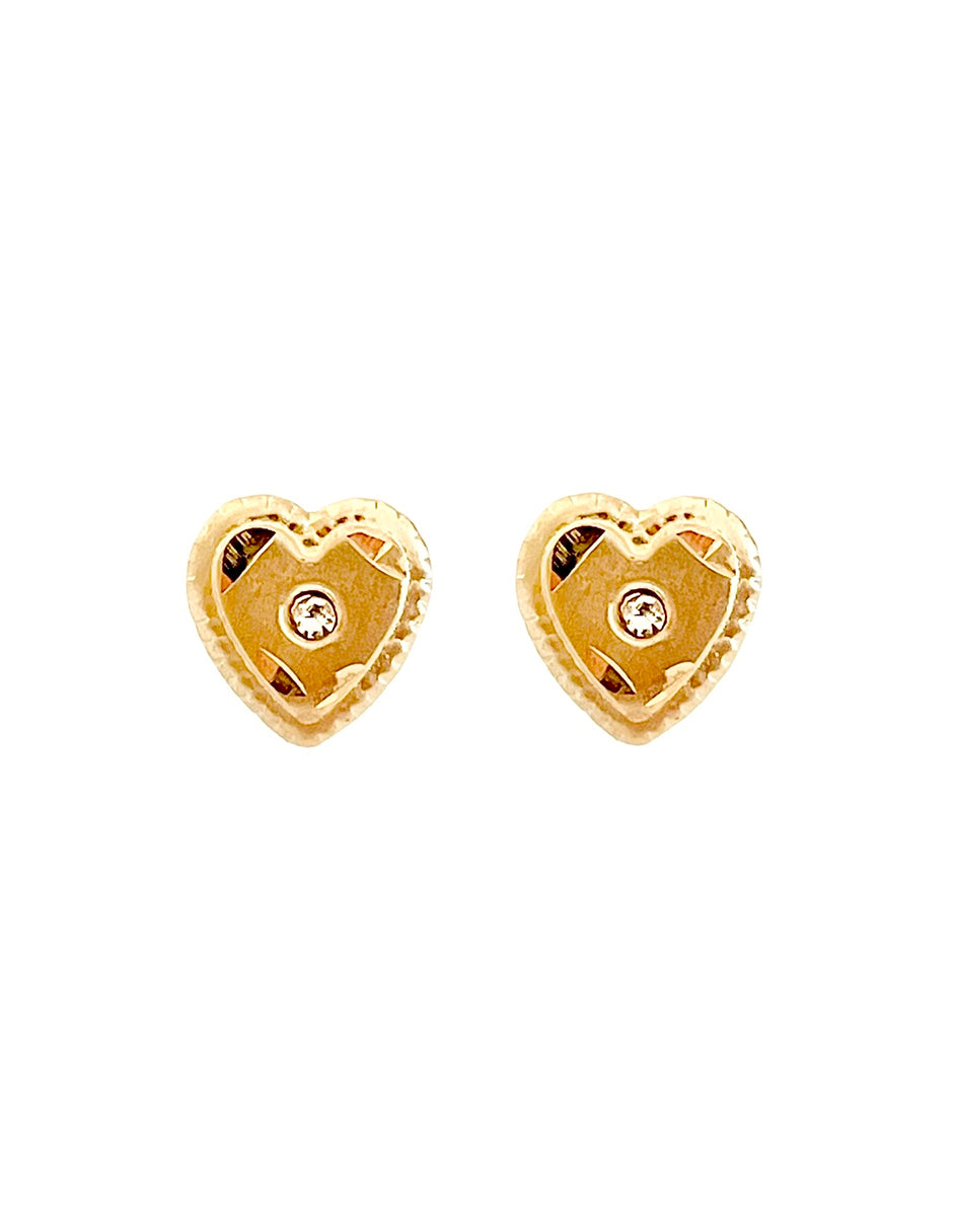 Broquel Corazon con Zirconia en Oro de 10k