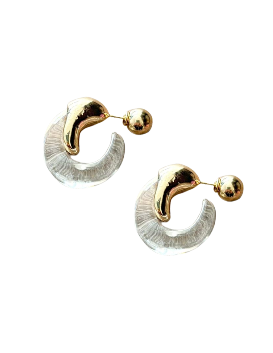 Arracadas Transparentes - en Chapa de Oro 14K