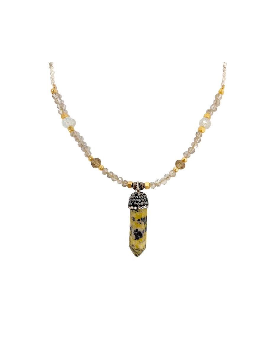 Collar Pilar - Piedra Natural y Chapa de Oro 14k