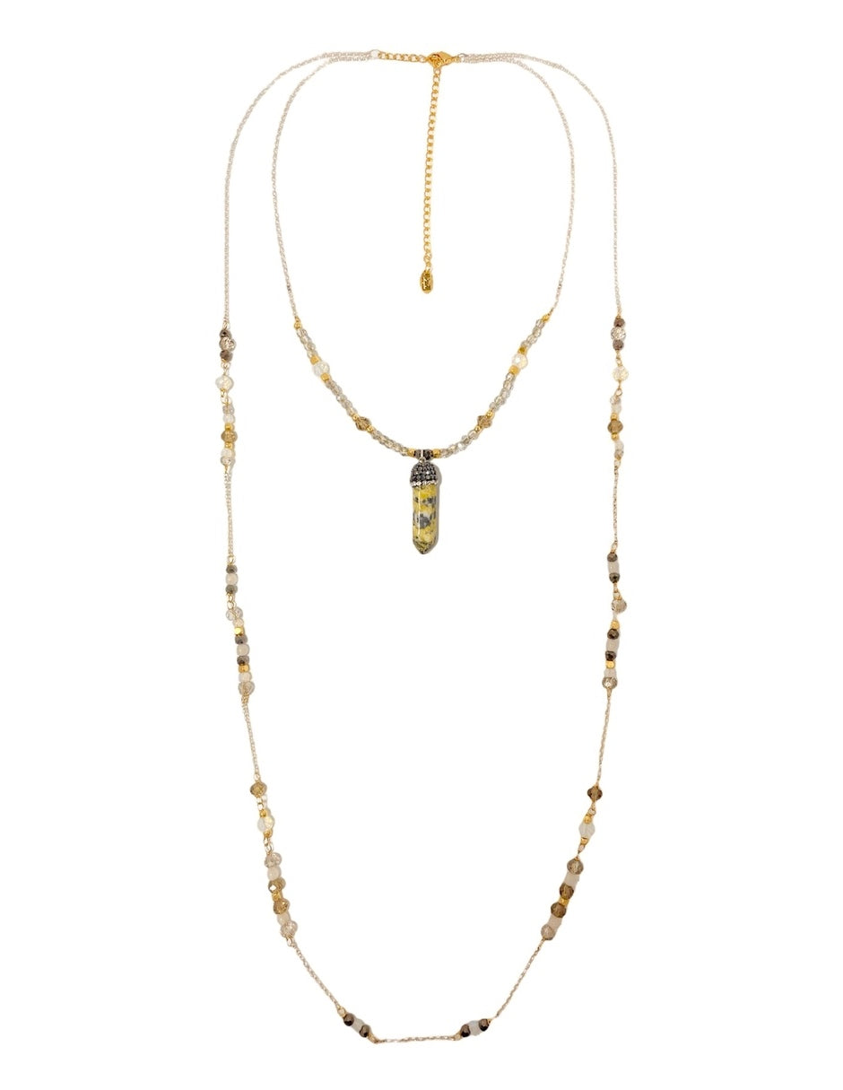 Collar Pilar - Piedra Natural y Chapa de Oro 14k