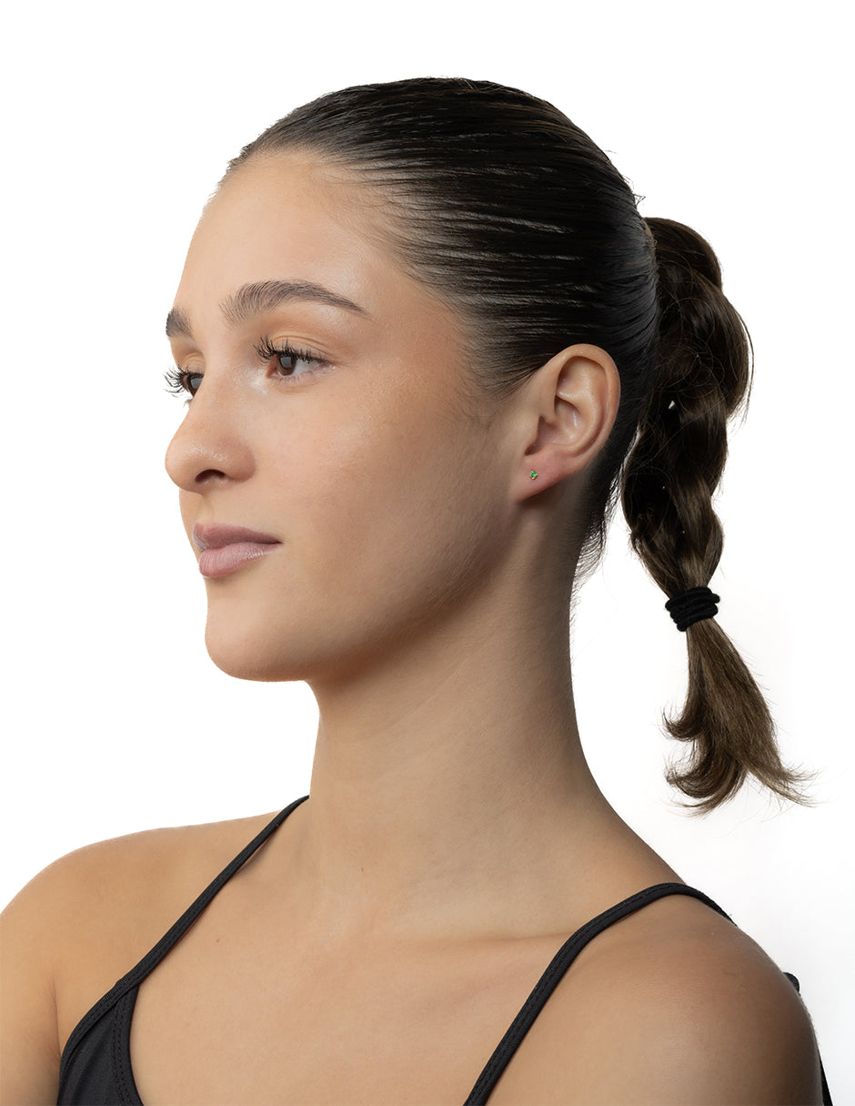 Broquel Recto Esmeralda Natural 3mm - en Oro de 10k