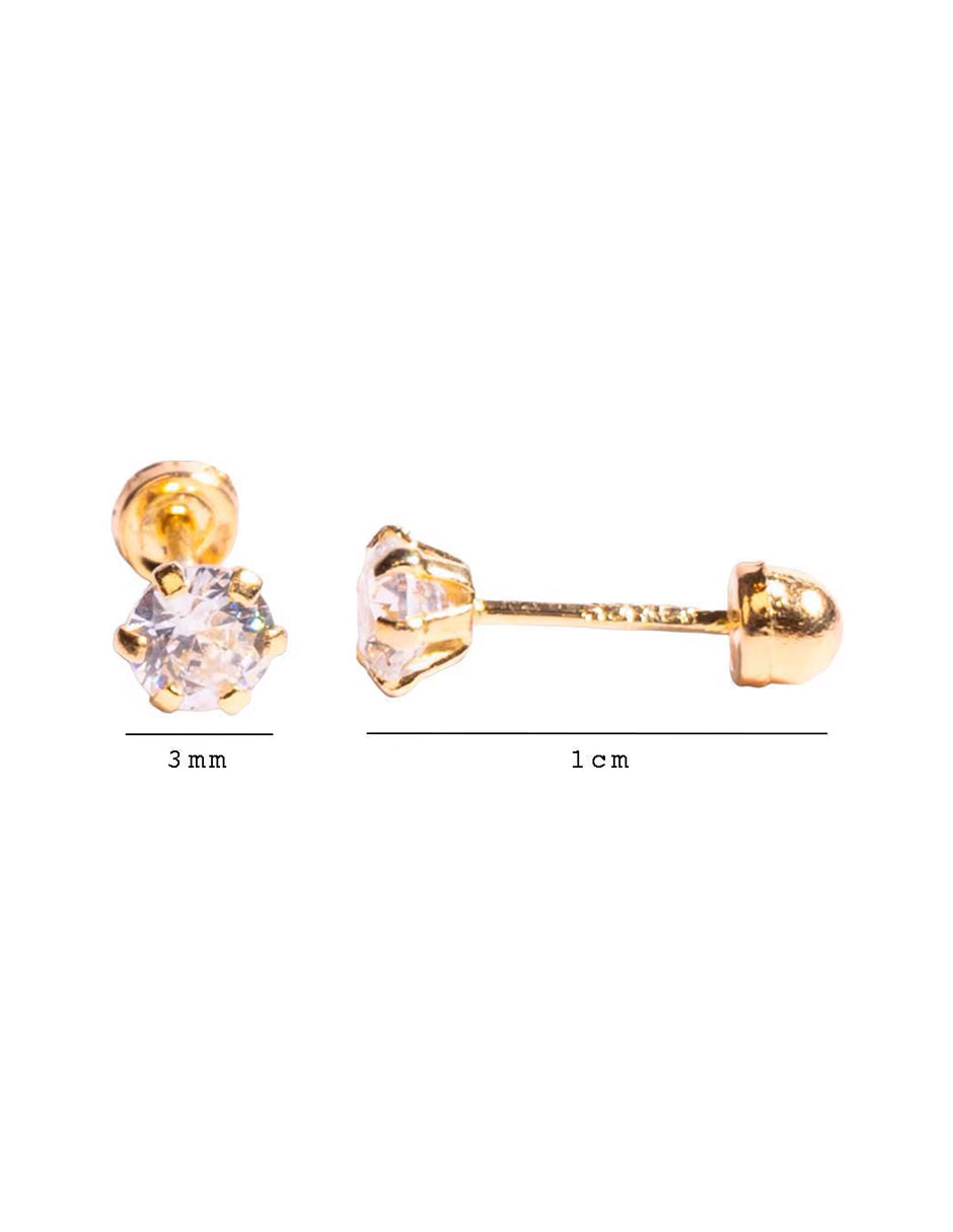 Broqueles con Zirconia Blanca en Oro de 10k