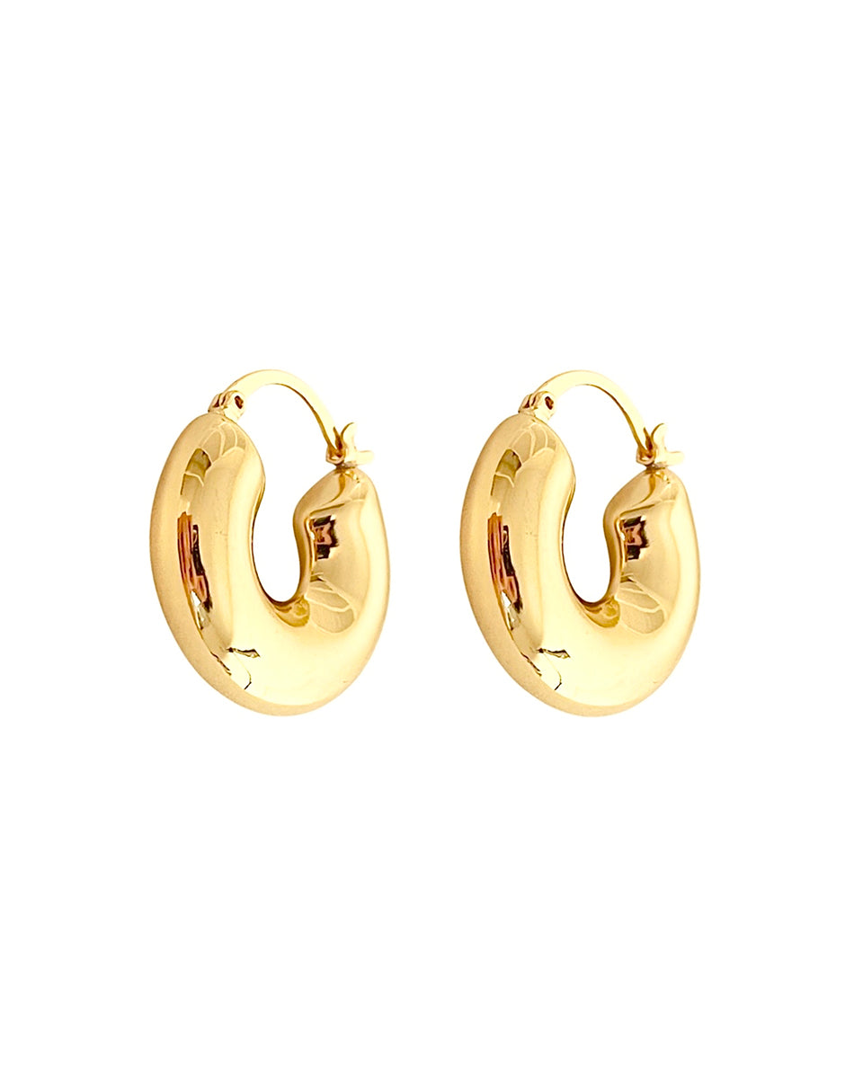 Arracadas Cilindro Pulido en Chapa de Oro 14K