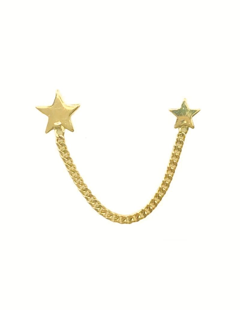 Piercing de Estrellas con Cadena en Oro de 10k