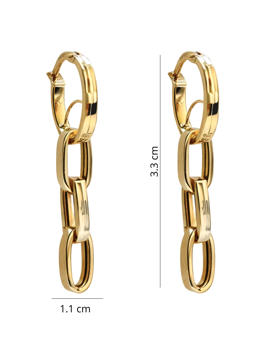 Aretes Largos con Eslabones - en Oro 10k