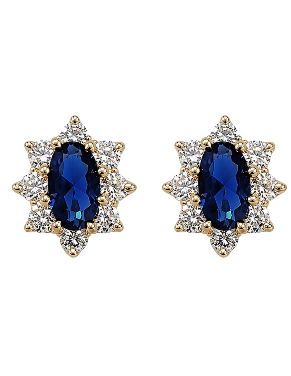 BROQUELES DE FLOR IMPERIAL AZUL DE ORO DE 10K