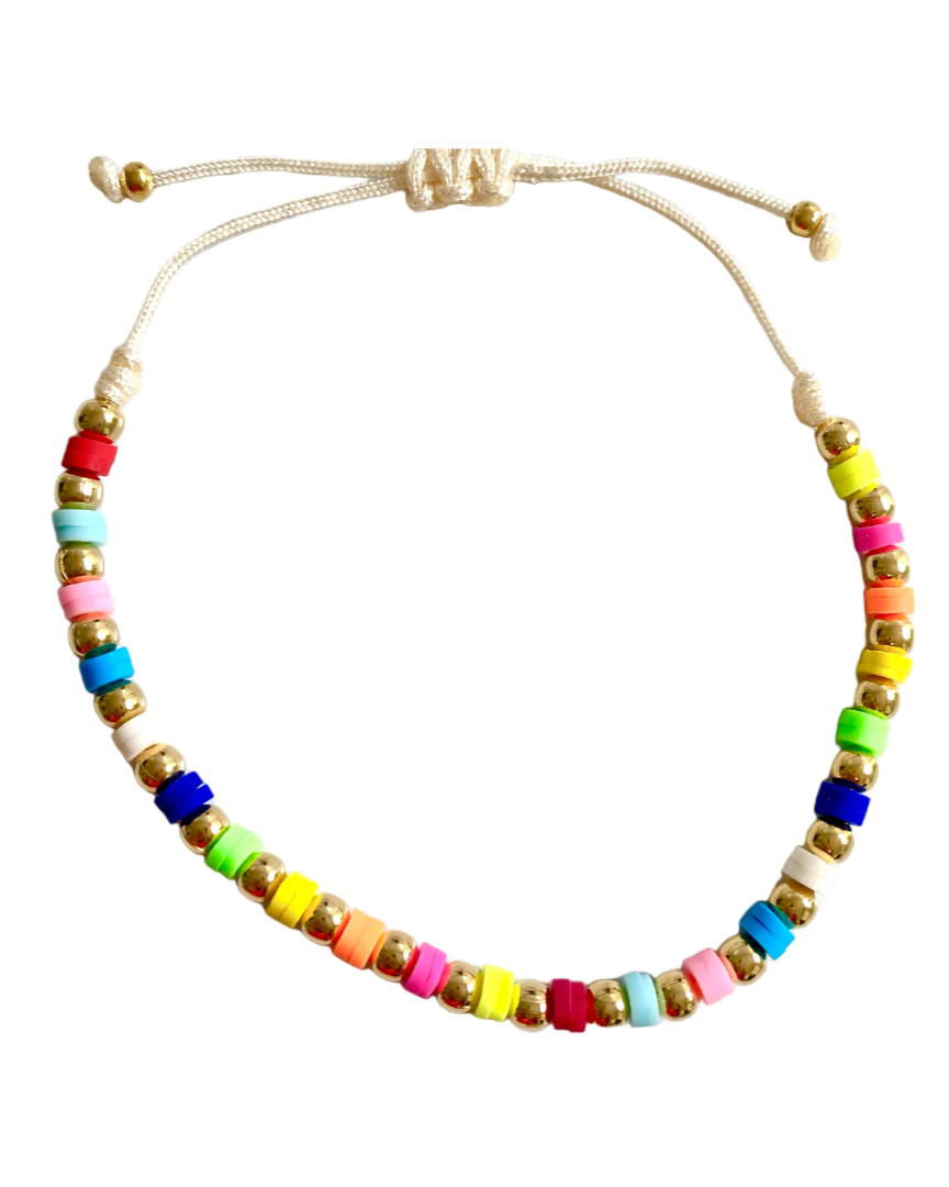 Pulsera Ajustable de Colores en Chapa de Oro 14k