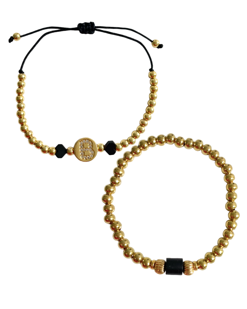 Dúo de Pulseras B en Chapa de Oro 14k