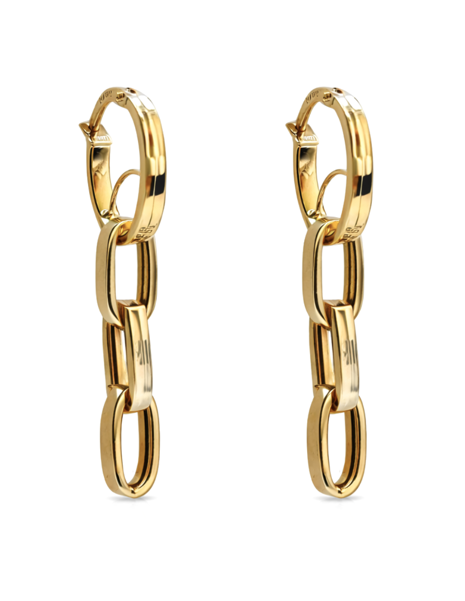 Aretes Largos con Eslabones - en Oro 10k