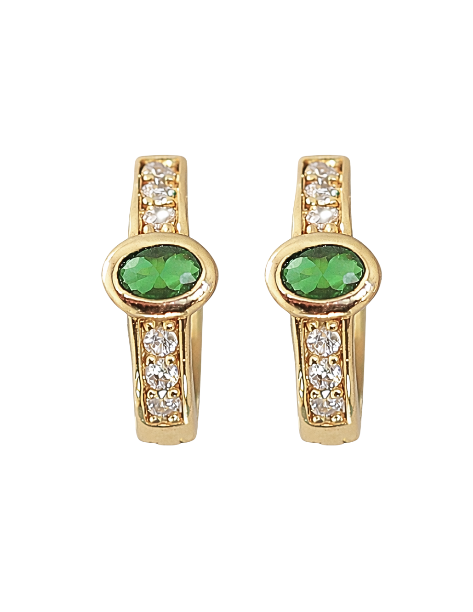 Arracadas con Zirconia Verde - en Oro 10k