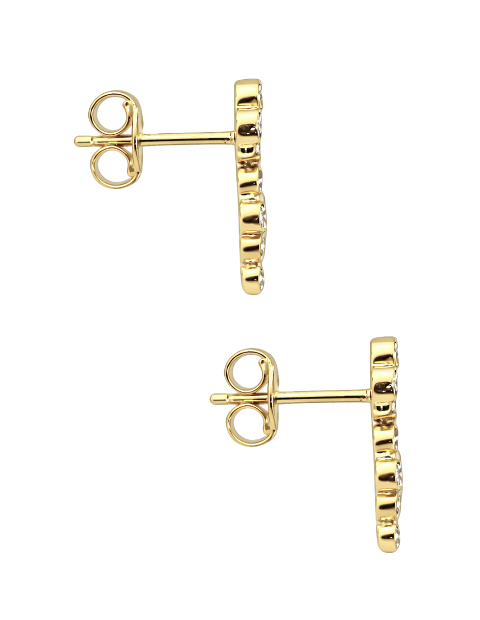 Broqueles Largos con Zirconias - en Oro 10k