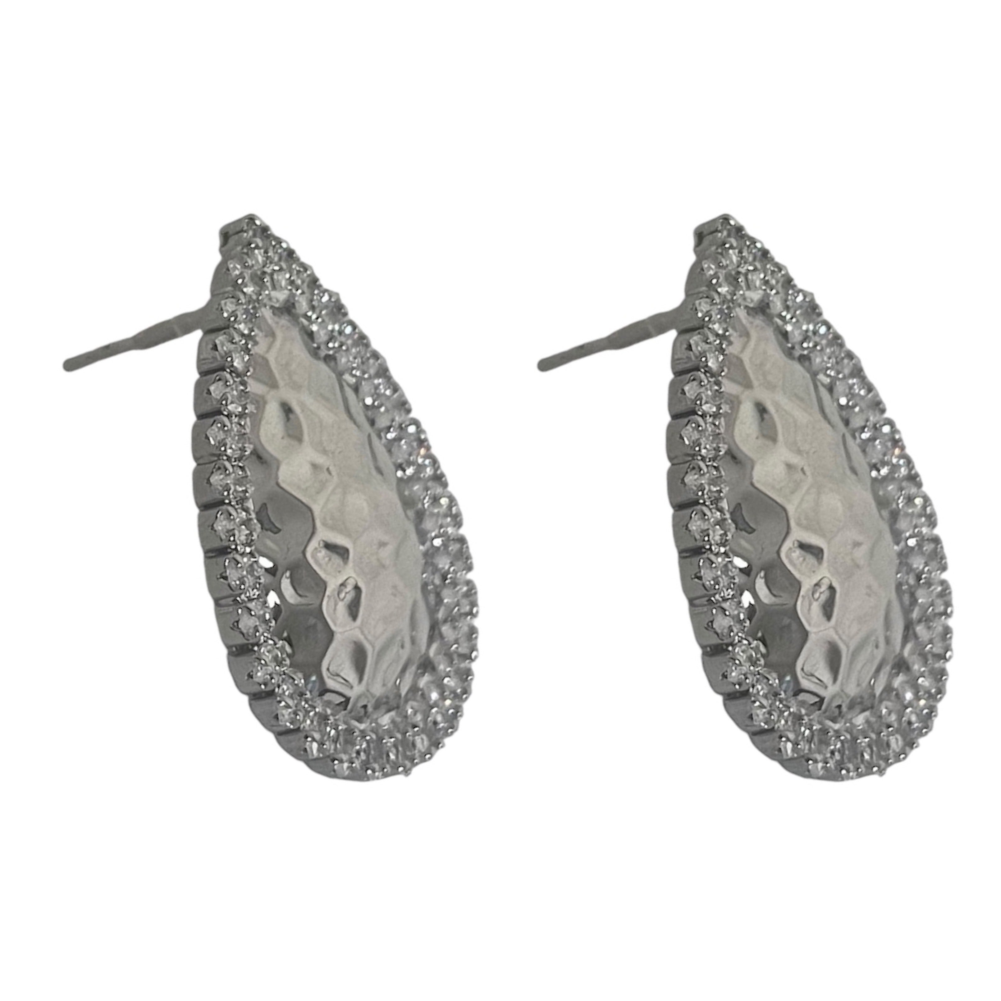 Broqueles Plata Brillante con Zirconias en Chapa de Oro 14K