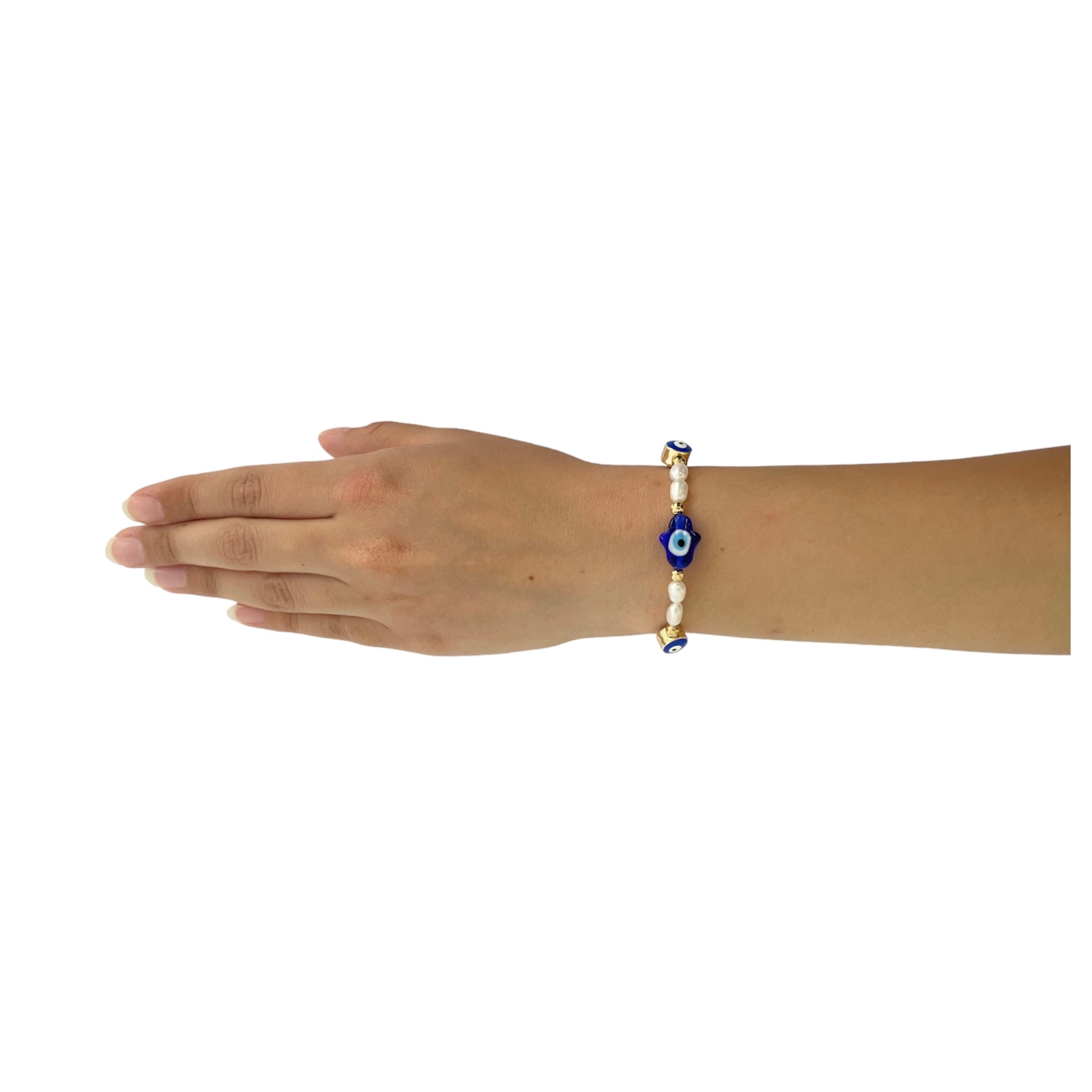 Pulsera Ojo Turco - Perla Natural y Chapa de Oro 14k