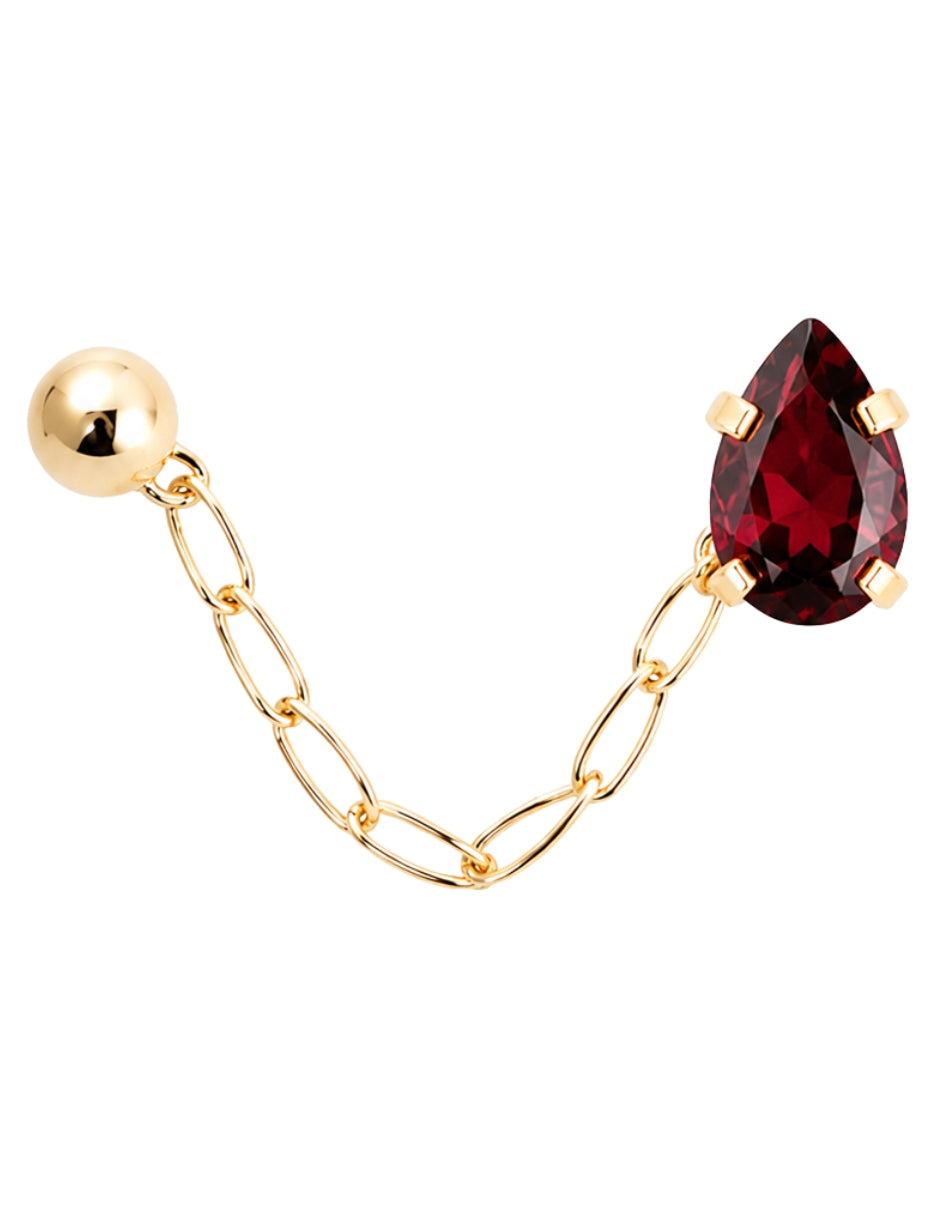 Piercing Granate con Cadena y Bola Lisa Oro 10K