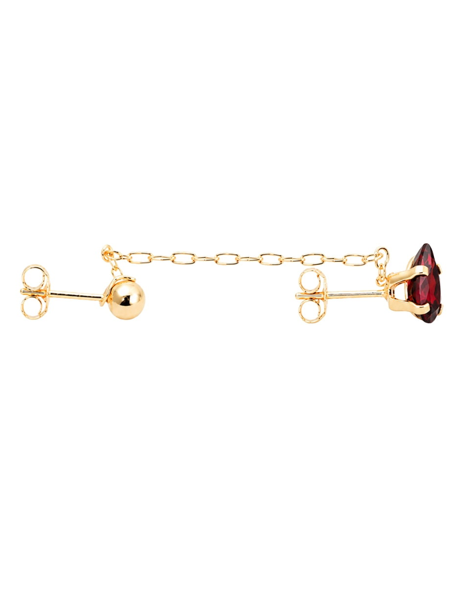 Piercing Granate con Cadena y Bola Lisa Oro 10K